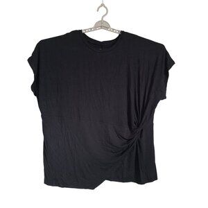 Ava & Viv Womens Black Twist Front Design Short Sleeves Blouse Shirt Size 3X